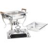 TrueCraftware- 4 Qt. Stainless Steel Half Size Square Deluxe Chafing Dish with Wooden Handles Complete Set- Food Warmer Chafers Buffet Warmer for Catering Event Party Holiday Buffet Weddings Catering view 4