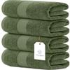 White Classic Luxury 4-Piece Large Bathroom Towel Set - 700 GSM Cotton Ultra Soft Towels 27x54 | High Absorbency & Quick Dry | Hotel Plush Dark Green Towels view 1