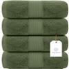 White Classic Luxury 4-Piece Large Bathroom Towel Set - 700 GSM Cotton Ultra Soft Towels 27x54 | High Absorbency & Quick Dry | Hotel Plush Dark Green Towels view 2