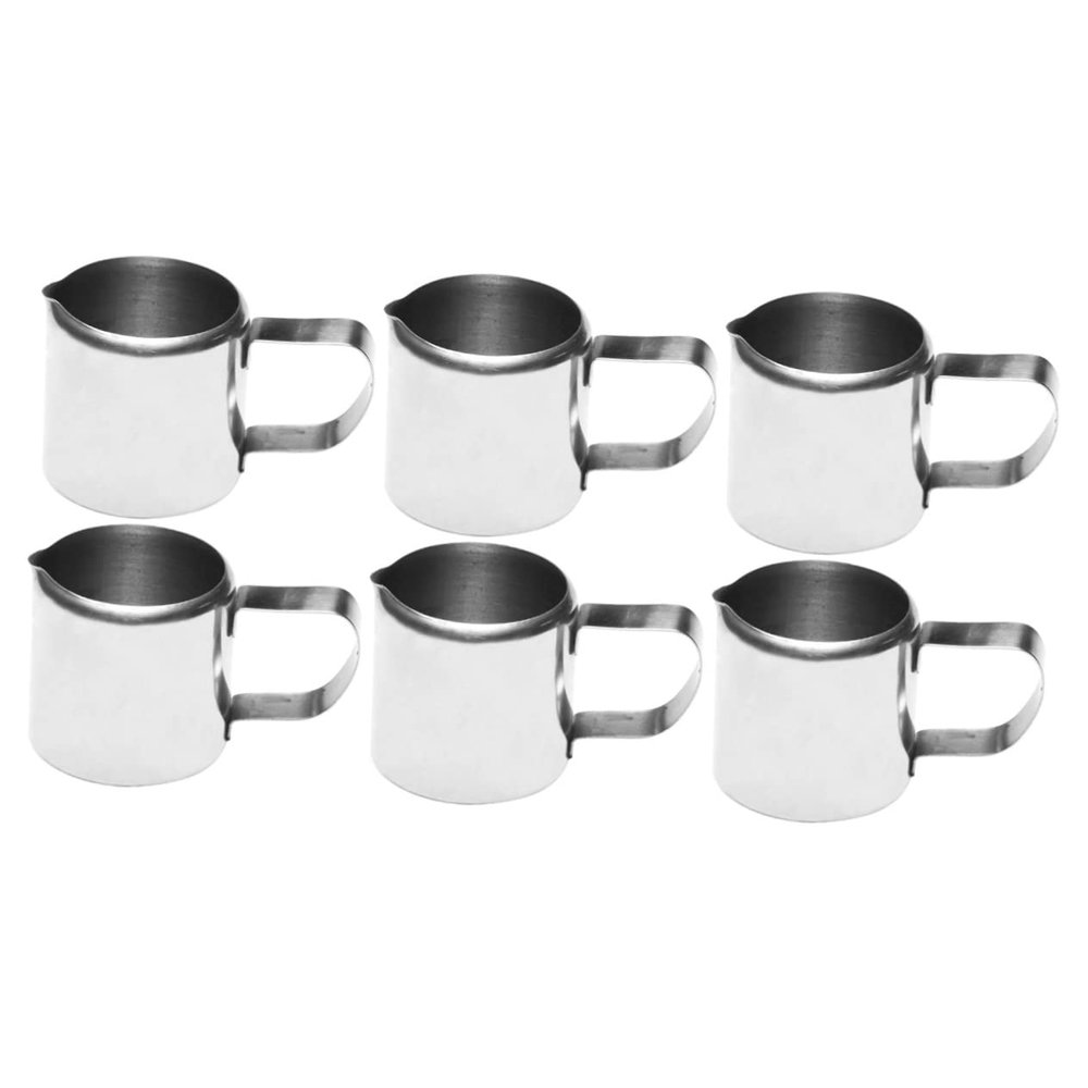 COLLBATH 6pcs Stainless Steel Jug Espresso Sauce Container Mini Pot for Coffee and Sauces and Easy to Hold for Home Use