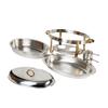 TrueCraftware- 6 Qt. Stainless Steel Half Size Oval Chafing Dish Gold Accented Complete Set- Food Warmer Chafers and Buffet Warmer Sets for Catering Event Party Holiday Buffet Weddings Catering view 3