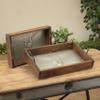 Rustic Farmhouse Set of 2 Metal and Wood Decorative Trays view 2
