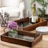 Rustic Farmhouse Set of 2 Metal and Wood Decorative Trays view 3