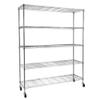 5-Tier Heavy Duty Shelving Unit - Wire Shelving with Wheels - Metal Organizer Wire Rack - Bakers Rack - Garage Storage Shelves Organization - Standing Shelves Pantry Kitchen - Chrome view 1