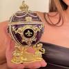 5*Star HANDMADE Faberge Egg style Made in Greece Faberge Eggs Imperial Russian Jewelry Box & Yellow GOLD Evening BRACELET Birthday Valentine Faberge Eggs style Crystal Diamond 6.5" (Purple Amethyst) view 4