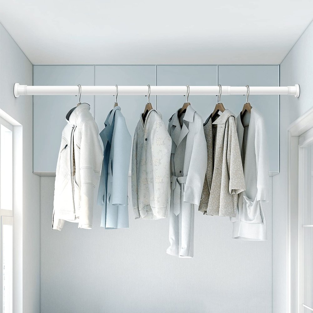 Aluminum Curtain Rod, Retractable Ceiling Curtain Track, Silent Chute, Room Divider Curtain Rod, Curtain Track System, White/black, With 20 Curtain Rings ( Color : White , Size : 1.1-1.6m )