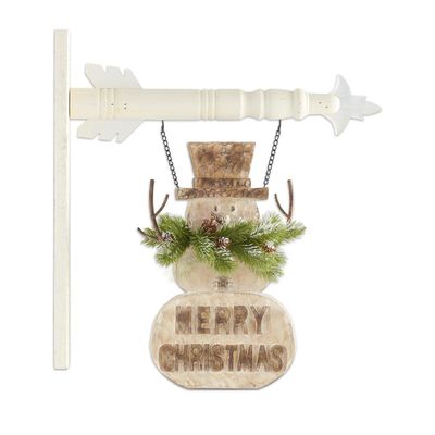 K&K Interiors Merry Christmas Double-Sided Snowman Arrow Replacement, 13-inch HeightResin
