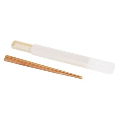Yellow Studio Lkker Chopsticks & Case, Made in Japan, Natural Wood, Off White