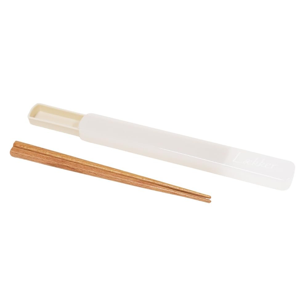Yellow Studio Lkker Chopsticks & Case, Made in Japan, Natural Wood, Off White