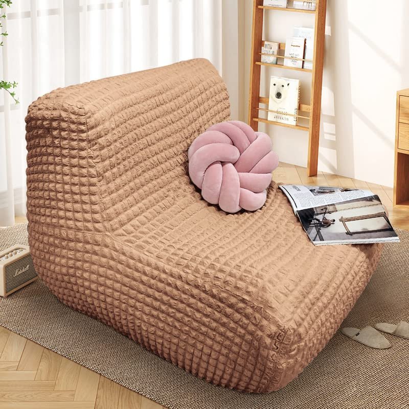 Fireside Chair Cover, Stretch Armless Lounge Chaise Slipcover Lazy Floor Sofa Furniture Protector Lounge Chair Slipcover Decorative Bean Bag Couch Cover-L||Fireside Chair