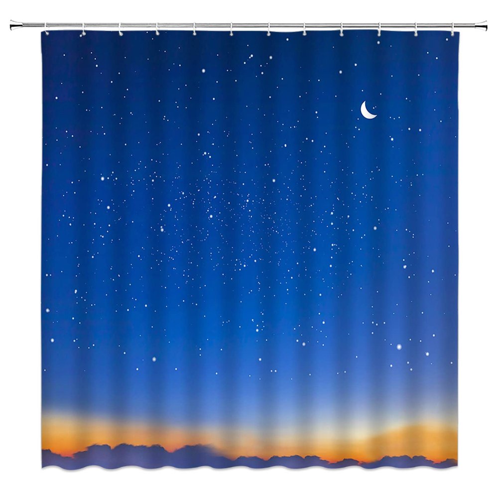 ABONAN Night Starry Sky Shower Curtain (No Glitter) Stars Fantasy Galaxy Universe Black Cosmic Fabric Bathroom Curtains Decor Set with Hook(67" Wx70 H)