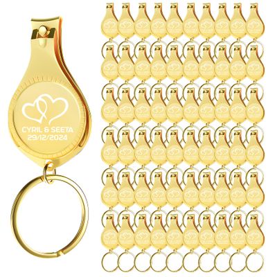 60pcs Personalized 4 in 1 Multi Function Bottle Opener, Gold Nail Clipper, Wedding Favors Brewery, Private Customized, Multitool Gifts for Men