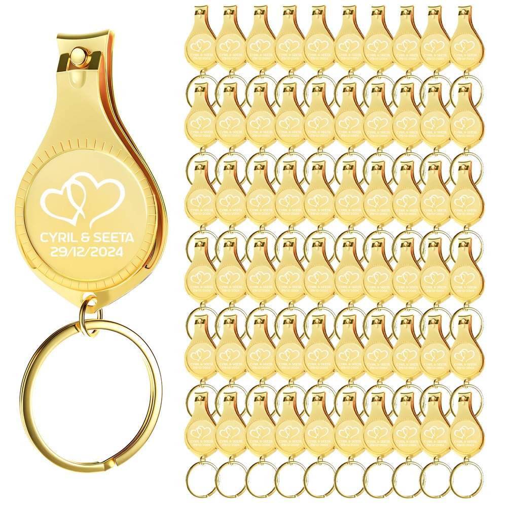 60pcs Personalized 4 in 1 Multi Function Bottle Opener, Gold Nail Clipper, Wedding Favors Brewery, Private Customized, Multitool Gifts for Men