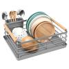 BRIAN & DANY Dish Drying Rack, Dish Racks for Kitchen Counter, Stainless Steel Dish Drainer with Removable Cutlery Holder & Drainboard, Grey view 1