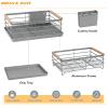 BRIAN & DANY Dish Drying Rack, Dish Racks for Kitchen Counter, Stainless Steel Dish Drainer with Removable Cutlery Holder & Drainboard, Grey view 3