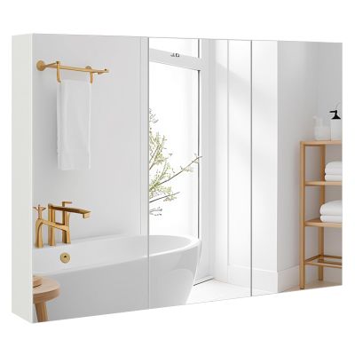 LOKO Large Bathroom Mirror Cabinet, Wall Mounted Medicine Cabinet with 3 Mirrored Doors & Mounting Hardware, Triple Mirror Door Bathroom Wall Cabinet, 36 x 4.5 x 25.5 Inches