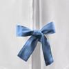 Silver Cotton Luxury 1 Piece Two Tone Split Corner Tie Bed Skirt, 15 Inch Drop Length 100% Egyptian Cotton, Twin XL Size Solid White/Medium Blue view 4