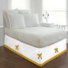 Silver Cotton Luxury 1 Piece Two Tone Split Corner Tie Bed Skirt, 15 Inch Drop Length 100% Egyptian Cotton, Twin XL Size Solid White/Gold view 1