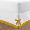 Silver Cotton Luxury 1 Piece Two Tone Split Corner Tie Bed Skirt, 15 Inch Drop Length 100% Egyptian Cotton, Twin XL Size Solid White/Gold view 2