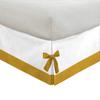 Silver Cotton Luxury 1 Piece Two Tone Split Corner Tie Bed Skirt, 15 Inch Drop Length 100% Egyptian Cotton, Twin XL Size Solid White/Gold view 3