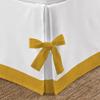 Silver Cotton Luxury 1 Piece Two Tone Split Corner Tie Bed Skirt, 15 Inch Drop Length 100% Egyptian Cotton, Twin XL Size Solid White/Gold view 4