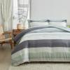 Flysheep 3 Pcs Boho Comforter Set King Size, Sage Green White and Grey Striped Printed Soft Microfiber Reversible Bedding Set for All Season view 1