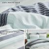 Flysheep 3 Pcs Boho Comforter Set King Size, Sage Green White and Grey Striped Printed Soft Microfiber Reversible Bedding Set for All Season view 2