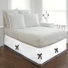 Silver Cotton Luxury 1 Piece Two Tone Split Corner Tie Bed Skirt, 15 Inch Drop Length 100% Egyptian Cotton, Twin XL Size Solid White/Dark Grey view 1