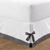 Silver Cotton Luxury 1 Piece Two Tone Split Corner Tie Bed Skirt, 15 Inch Drop Length 100% Egyptian Cotton, Twin XL Size Solid White/Dark Grey view 2