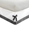 Silver Cotton Luxury 1 Piece Two Tone Split Corner Tie Bed Skirt, 15 Inch Drop Length 100% Egyptian Cotton, Twin XL Size Solid White/Dark Grey view 3