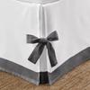 Silver Cotton Luxury 1 Piece Two Tone Split Corner Tie Bed Skirt, 15 Inch Drop Length 100% Egyptian Cotton, Twin XL Size Solid White/Dark Grey view 4