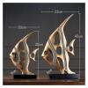 ALDEPO Sculpture Tabletop Desk BathDecoration Sculpture,Wine Cabinet Ornaments Display Furnishings Presents Sea Fish Statue Figurine Golden view 4
