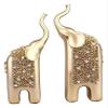 ALDEPO Sculpture Tabletop Desk BathDecoration Sculpture,Diamond Couple Champagne Elephant Model Animal Sculpture & Figurines Elepahnt Resin Made view 1