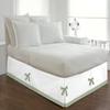 Silver Cotton Luxury 1 Piece Two Tone Split Corner Tie Bed Skirt, 15 Inch Drop Length 100% Egyptian Cotton, Queen Size Solid White/Light Sage view 1