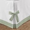 Silver Cotton Luxury 1 Piece Two Tone Split Corner Tie Bed Skirt, 15 Inch Drop Length 100% Egyptian Cotton, Queen Size Solid White/Light Sage view 4