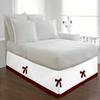 Silver Cotton Luxury 1 Piece Two Tone Split Corner Tie Bed Skirt, 15 Inch Drop Length 100% Egyptian Cotton, Olympic Queen Size Solid White/Burgundy view 1