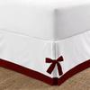 Silver Cotton Luxury 1 Piece Two Tone Split Corner Tie Bed Skirt, 15 Inch Drop Length 100% Egyptian Cotton, Olympic Queen Size Solid White/Burgundy view 2