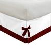 Silver Cotton Luxury 1 Piece Two Tone Split Corner Tie Bed Skirt, 15 Inch Drop Length 100% Egyptian Cotton, Olympic Queen Size Solid White/Burgundy view 3