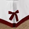 Silver Cotton Luxury 1 Piece Two Tone Split Corner Tie Bed Skirt, 15 Inch Drop Length 100% Egyptian Cotton, Olympic Queen Size Solid White/Burgundy view 4