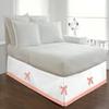Silver Cotton Luxury 1 Piece Two Tone Split Corner Tie Bed Skirt, 15 Inch Drop Length 100% Egyptian Cotton, Queen Size Solid White/Peach view 1