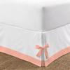 Silver Cotton Luxury 1 Piece Two Tone Split Corner Tie Bed Skirt, 15 Inch Drop Length 100% Egyptian Cotton, Queen Size Solid White/Peach view 2
