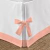Silver Cotton Luxury 1 Piece Two Tone Split Corner Tie Bed Skirt, 15 Inch Drop Length 100% Egyptian Cotton, Queen Size Solid White/Peach view 4