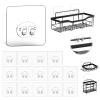 FGSAEOR 14-Pack Shower Caddy Adhesive Single Hooks for Replacement, Shower Holder Organizer Self Adhesive Wall Hooks for Bathroom Corner Shelf Basket Soap Dish view 1