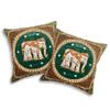 AeraVida Elegant Thai Elephant Velvet and Pearls Set of 2 Square Pillow Case - Dk Green | Decorative Throw Pillow Covers | Sofa Pillow Cover Cases | Elephant Square Pillow Covers Set of 2 view 1