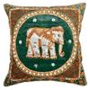 AeraVida Elegant Thai Elephant Velvet and Pearls Set of 2 Square Pillow Case - Dk Green | Decorative Throw Pillow Covers | Sofa Pillow Cover Cases | Elephant Square Pillow Covers Set of 2 view 2