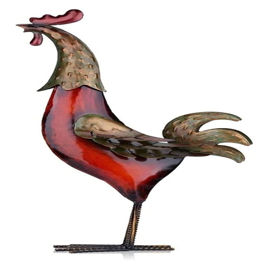 ALDEPO Sculpture Tabletop Desk BathDecoration Sculpture,Vivid Metal Sculpture Multicolor Iron Rooster Handmade Sculpture Furnishing