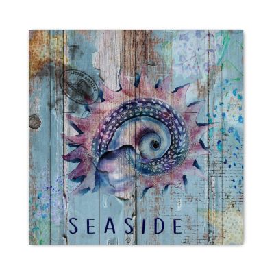 Antique Conch Seaside Wooden Signs Blue Wood Plank Wooden Wall Sign Nautical Theme Christian Home Wall Decor Vintage Nautical Art Wall Decoration For Home Wall Living Room Bedroom Decor Decor 8x8in