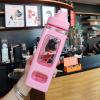 Cyrank Water Bottle with Straw, Cute Water Bottle Kawaii Square Drinking Portable Sport Plastic Cups 700ml(Pink) view 3