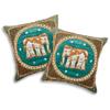 AeraVida Elegant Thai Elephant Velvet and Pearls Set of 2 Square Pillow Covers - Lt Green | Decorative Pillow case for Living Room Bedroom | Decorative Pillow Case Home Decor Square
