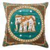 AeraVida Elegant Thai Elephant Velvet and Pearls Set of 2 Square Pillow Covers - Lt Green | Decorative Pillow case for Living Room Bedroom | Decorative Pillow Case Home Decor Square view 2